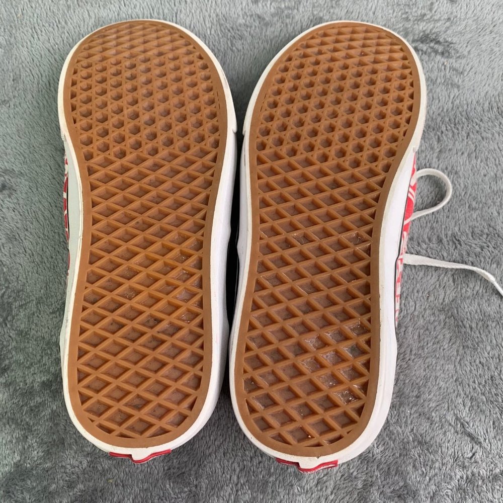 Vans Off the Wall Sneakers size 11 Allover Print Logos Spellout Red White Low - Picture 6 of 8